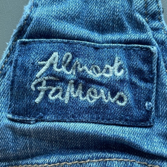 Almost Famous Distressed Cropped Overalls – Blue, Size 7 - Picture 8 of 12